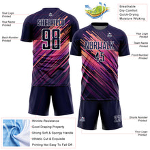 Load image into Gallery viewer, Custom Navy White Lines Sublimation Soccer Uniform Jersey
