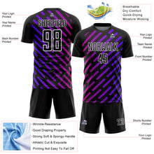 Load image into Gallery viewer, Custom Black Purple-Pink Lines Sublimation Soccer Uniform Jersey
