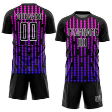 Load image into Gallery viewer, Custom Black Purple-Pink Lines Sublimation Soccer Uniform Jersey
