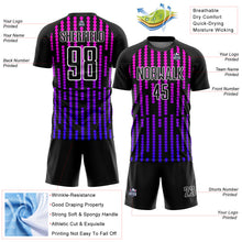 Load image into Gallery viewer, Custom Black Purple-Pink Lines Sublimation Soccer Uniform Jersey
