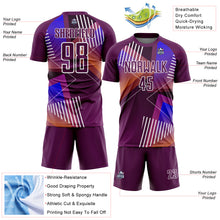 Load image into Gallery viewer, Custom Purple White Geometric Shapes Sublimation Soccer Uniform Jersey
