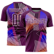 Load image into Gallery viewer, Custom Purple White Geometric Shapes Sublimation Soccer Uniform Jersey
