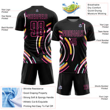 Load image into Gallery viewer, Custom Black Pink Lines Sublimation Soccer Uniform Jersey
