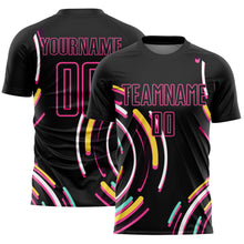 Load image into Gallery viewer, Custom Black Pink Lines Sublimation Soccer Uniform Jersey
