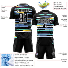 Load image into Gallery viewer, Custom Black White Lines Sublimation Soccer Uniform Jersey
