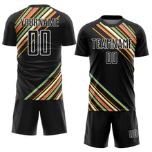 Load image into Gallery viewer, Custom Black White Lines Sublimation Soccer Uniform Jersey
