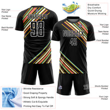 Load image into Gallery viewer, Custom Black White Lines Sublimation Soccer Uniform Jersey
