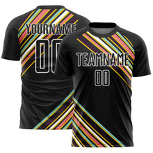 Load image into Gallery viewer, Custom Black White Lines Sublimation Soccer Uniform Jersey
