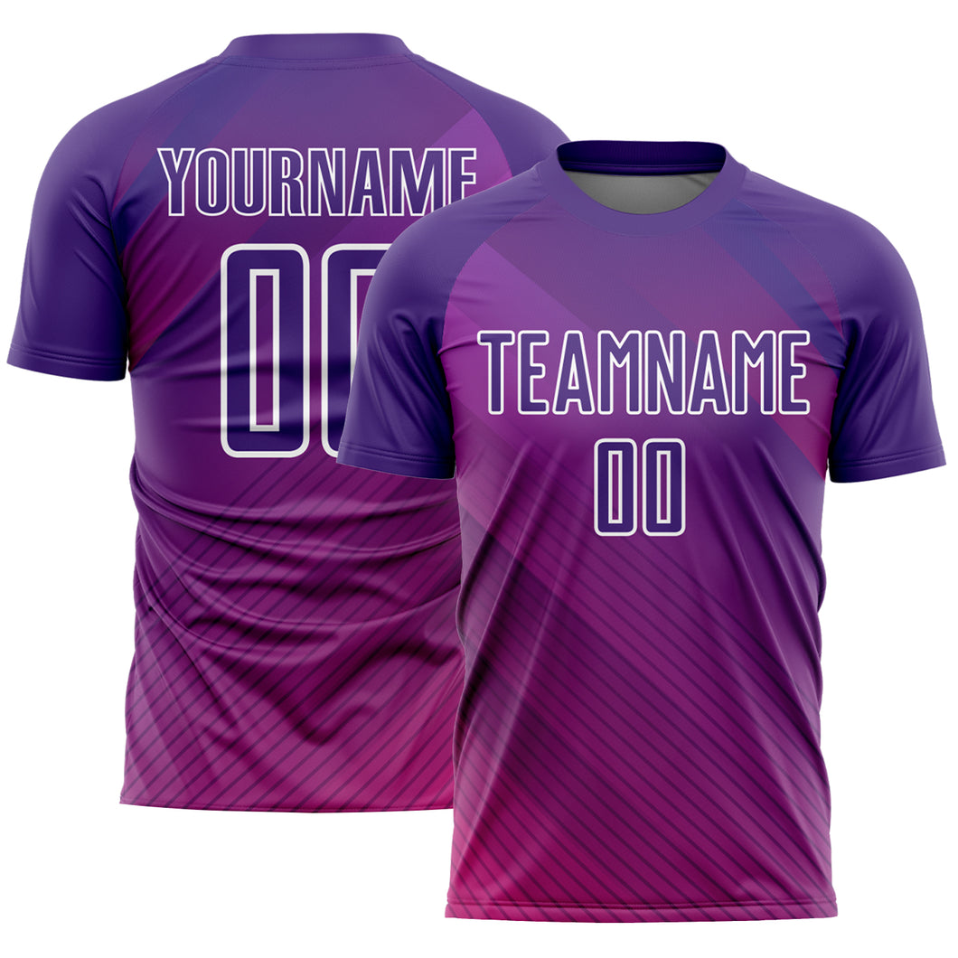 Custom Purple White Lines Sublimation Soccer Uniform Jersey