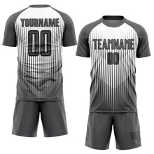 Load image into Gallery viewer, Custom Gray White-Black Lines Sublimation Soccer Uniform Jersey
