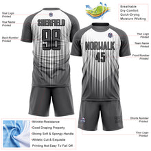 Load image into Gallery viewer, Custom Gray White-Black Lines Sublimation Soccer Uniform Jersey
