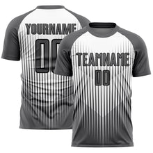 Load image into Gallery viewer, Custom Gray White-Black Lines Sublimation Soccer Uniform Jersey
