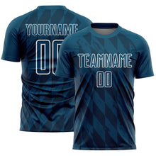 Load image into Gallery viewer, Custom Navy White Geometric Shapes Sublimation Soccer Uniform Jersey
