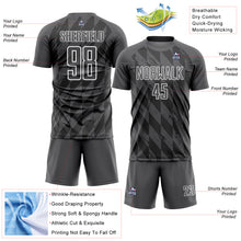 Load image into Gallery viewer, Custom Steel Gray White Geometric Shapes Sublimation Soccer Uniform Jersey
