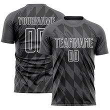 Load image into Gallery viewer, Custom Steel Gray White Geometric Shapes Sublimation Soccer Uniform Jersey
