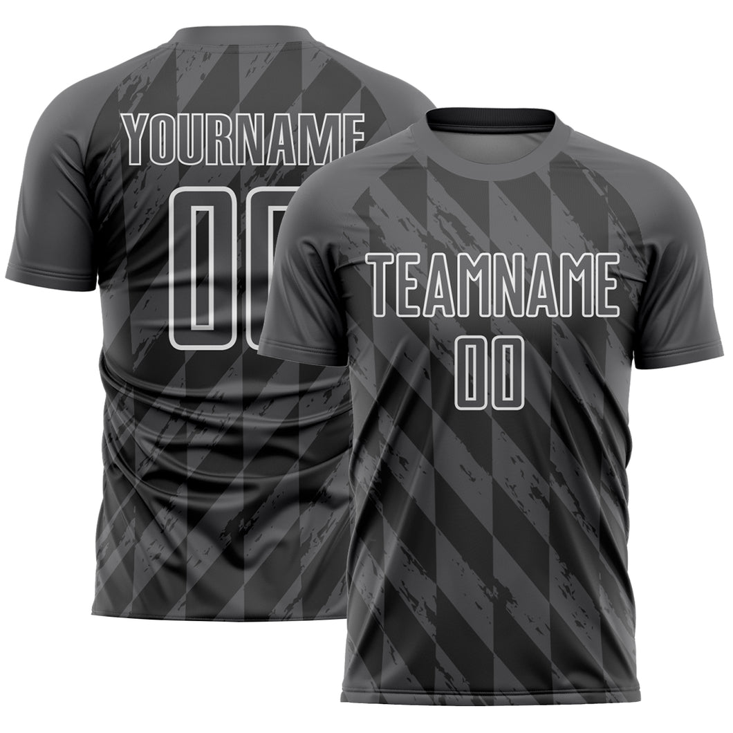 Custom Steel Gray White Geometric Shapes Sublimation Soccer Uniform Jersey