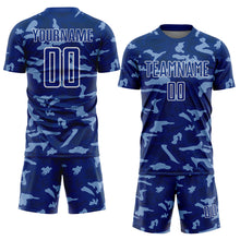 Load image into Gallery viewer, Custom Royal White Geometric Shapes Sublimation Soccer Uniform Jersey
