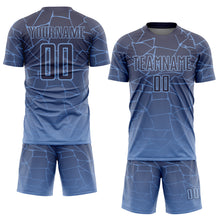 Load image into Gallery viewer, Custom Light Blue Gray Lines Sublimation Soccer Uniform Jersey
