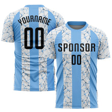 Load image into Gallery viewer, Custom Light Blue Black-White Sublimation Soccer Uniform Jersey
