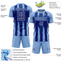 Load image into Gallery viewer, Custom Light Blue Royal-White Abstract Stripes Sublimation Soccer Uniform Jersey
