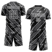 Load image into Gallery viewer, Custom Steel Gray White Lightning Sublimation Soccer Uniform Jersey
