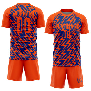 Custom Orange Royal Lightning Sublimation Soccer Uniform Jersey