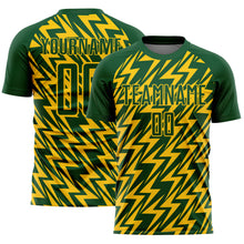 Load image into Gallery viewer, Custom Green Yellow Lightning Sublimation Soccer Uniform Jersey
