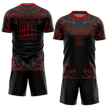 Load image into Gallery viewer, Custom Black Red Geometric Shapes Sublimation Soccer Uniform Jersey
