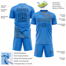 Load image into Gallery viewer, Custom Lakes Blue Black Geometric Shapes Sublimation Soccer Uniform Jersey
