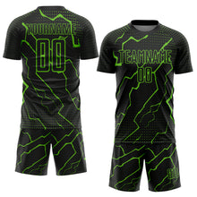 Load image into Gallery viewer, Custom Black Aurora Green Lightning Sublimation Soccer Uniform Jersey
