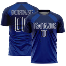 Load image into Gallery viewer, Custom Royal Navy-White Dripping Splatter Art Sublimation Soccer Uniform Jersey
