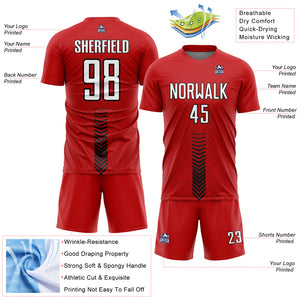 Custom Red White-Black Arrow Shapes Sublimation Soccer Uniform Jersey