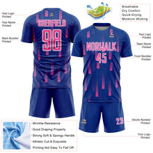 Load image into Gallery viewer, Custom Royal Pink-White Geometric Shapes Sublimation Soccer Uniform Jersey
