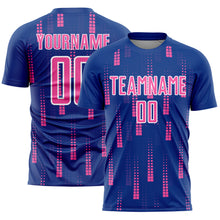 Load image into Gallery viewer, Custom Royal Pink-White Geometric Shapes Sublimation Soccer Uniform Jersey
