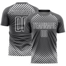 Load image into Gallery viewer, Custom Steel Gray White Diagonal Lines Sublimation Soccer Uniform Jersey
