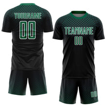 Load image into Gallery viewer, Custom Black Kelly Green-White Halftone Dots Sublimation Soccer Uniform Jersey
