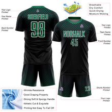 Load image into Gallery viewer, Custom Black Kelly Green-White Halftone Dots Sublimation Soccer Uniform Jersey
