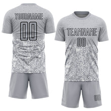 Load image into Gallery viewer, Custom Gray Black Geometric Shapes Sublimation Soccer Uniform Jersey
