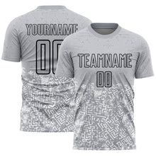 Load image into Gallery viewer, Custom Gray Black Geometric Shapes Sublimation Soccer Uniform Jersey
