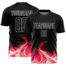 Load image into Gallery viewer, Custom Black White Flame Sublimation Soccer Uniform Jersey
