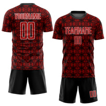 Load image into Gallery viewer, Custom Red Black-White Geometric Shapes Sublimation Soccer Uniform Jersey
