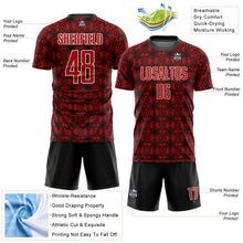 Load image into Gallery viewer, Custom Red Black-White Geometric Shapes Sublimation Soccer Uniform Jersey
