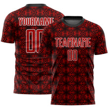 Load image into Gallery viewer, Custom Red Black-White Geometric Shapes Sublimation Soccer Uniform Jersey
