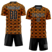 Load image into Gallery viewer, Custom Orange Black-White Geometric Shapes Sublimation Soccer Uniform Jersey
