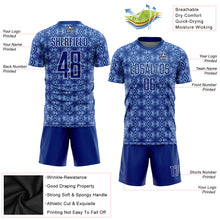 Load image into Gallery viewer, Custom Royal Light Blue-White Geometric Shapes Sublimation Soccer Uniform Jersey
