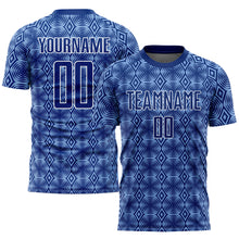 Load image into Gallery viewer, Custom Royal Light Blue-White Geometric Shapes Sublimation Soccer Uniform Jersey
