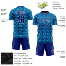 Load image into Gallery viewer, Custom Royal Lakes Blue-White Geometric Shapes Sublimation Soccer Uniform Jersey
