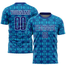 Load image into Gallery viewer, Custom Royal Lakes Blue-White Geometric Shapes Sublimation Soccer Uniform Jersey
