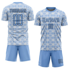 Load image into Gallery viewer, Custom Light Blue Black-White Geometric Shapes Sublimation Soccer Uniform Jersey
