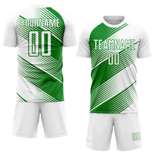 Load image into Gallery viewer, Custom White Grass Green Line Sublimation Soccer Uniform Jersey
